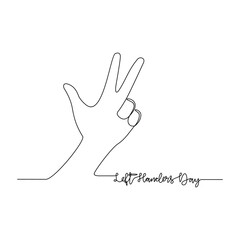 One continuous line drawing of Left-Handers Day vector illustration. Left-Handers Day themes design concept in simple linear continuous line. Suitable design for your campaign and design asset