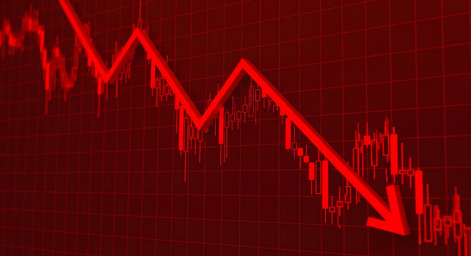 stock market graph on red
