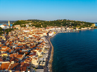 piran city in Slovenia, drone photo