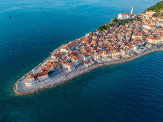 piran city in Slovenia, drone photo