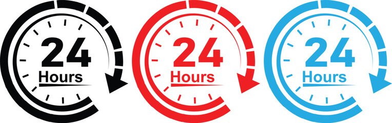 24 Hour Service Clock Icon Set