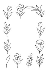 Botanical Line Art Icons — Elegant Minimalist Nature Series, A curated collection of fifteen botanical line art icons featuring diverse floral and leaf motifs — crafted in minimalist style and arrange