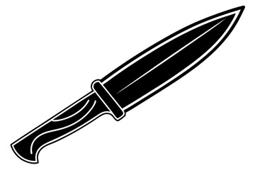 Black knife with white outline blade sharp