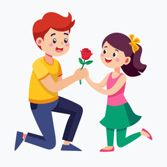 girl and boy with flower love