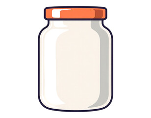 Simple Illustration of a Glass Jar with Orange Lid
