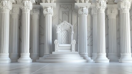 A regal throne room with ornate columns.