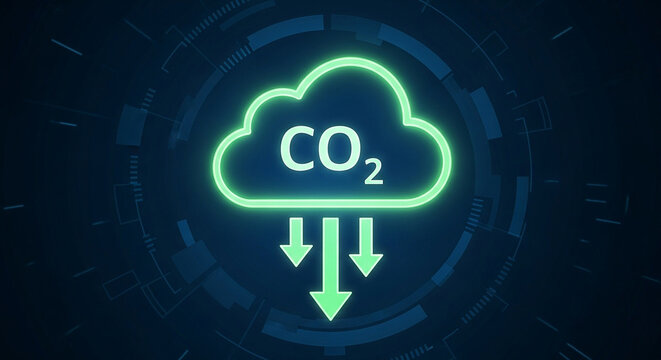 Carbon dioxide reduction concept illustration for climate change and sustainability solutions