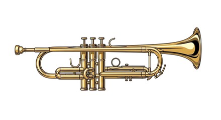Obraz premium Isolated golden trumpet instrument vector illustration for music lovers and brass band enthusiasts design asset