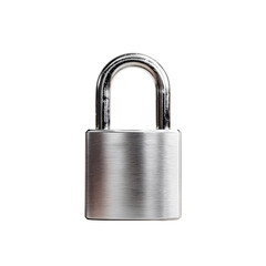 Close-up of Silver Metal Padlock on Transparent Background for Security and Locking Concept