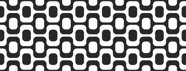 Ipanema beach sidewalk, black and white geometric artistic seamless pattern 