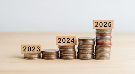 Financial growth forecast from 2023 to 2025 investment strategy and future savings planning concept