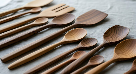 Assorted wooden kitchen utensils