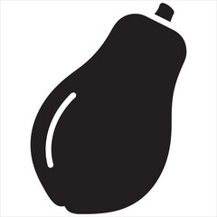 Simple black silhouette of a papaya fruit on a white background