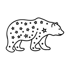 Black outline bear illustration with star pattern on white background