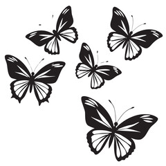 Obraz premium Black Butterfly Silhouettes Set