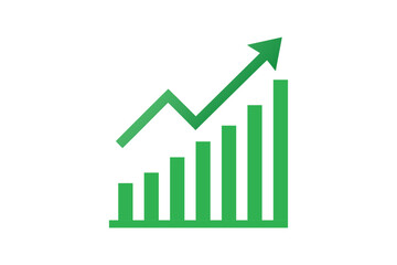 Green Arrow Growth Graph of Business Stock Market Uptrend Concept PNG Type Design