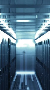 Animation of email icons over computer servers