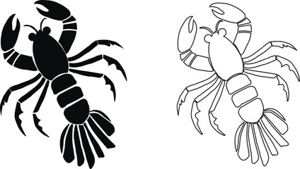 Lobster Silhouette – Black Vector Seafood Illustration Isolated