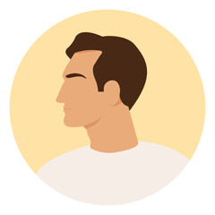 brunette male avatar, vector illustration