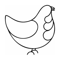 Black line art hen illustration on white background