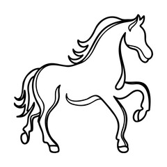 Black Outline Horse Illustration on White Background
