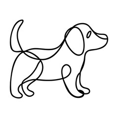 Black Line Art Dog Illustration on White Background