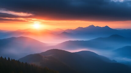sunset in the mountains