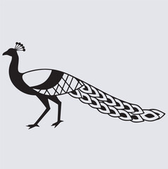 peacock full body silhouette vector art illustration, vector illustration of peacock
