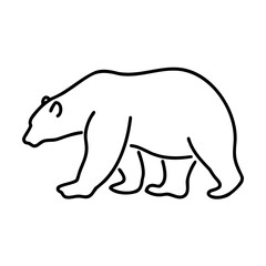 Black Line Art Polar Bear Walking on White Background
