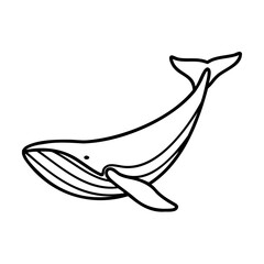 Black and White Whale Illustration on White Background