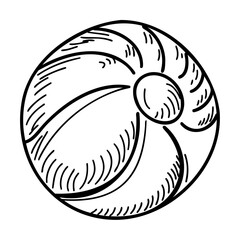 Black and White Beach Ball One Line Art Illustration