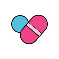 Pill and tablet colorful vector art illustration