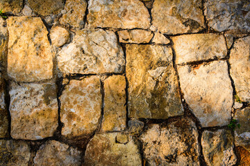 Weathered limestone wall texture