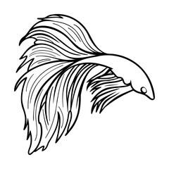 Black and White One Line Art Betta Fish Illustration