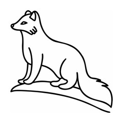 Black Line Art Illustration of a Fox Sitting on a Curved Surface