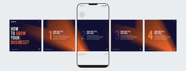 Business carousel post template for advertising, Set of carousel post for Instagram and LinkedIn, Editable social media carousel layout, template eps 10.  © Graphaxil