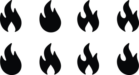 Set of fire flames, fire flame, fire icon, collection of fire flame flat icon silhouette vector illustration