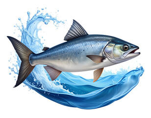 Fototapeta premium Katla Fish Swimming with Gentle Ripples, isolated on a transparent background