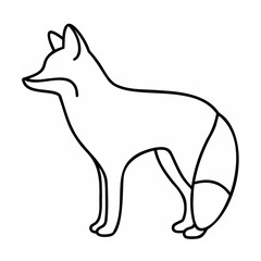 Black Line Art Fox Illustration on White Background