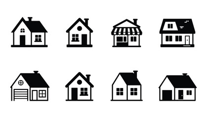 Fototapeta premium Home and Real Estate Icon Set - Minimalist House Building Symbols