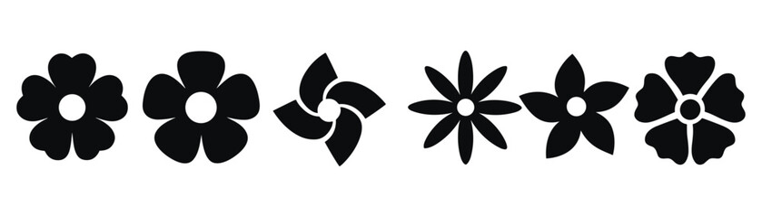Minimalist Floral Silhouettes Set - Simple Flower Icons & Design Elements