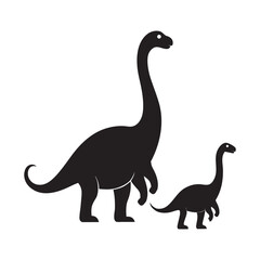 Dinosaur Family With Baby Silhouette