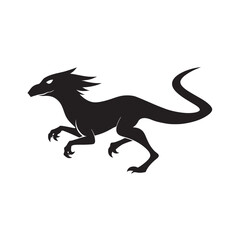 Obraz premium Fast Running Velociraptor Silhouette View