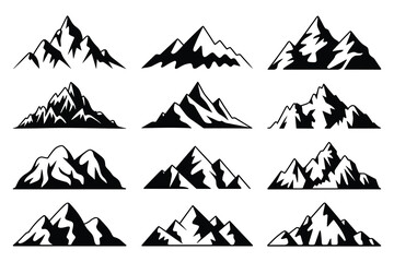 Mountain Range Silhouettes Set - Vector Peaks & Hills Collection