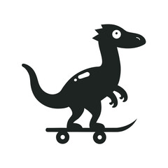 Cool Dinosaur Riding Skateboard Silhouette
