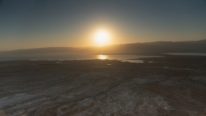 Fototapeta premium Sunrise over the Dead Sea from Masada Fortress 