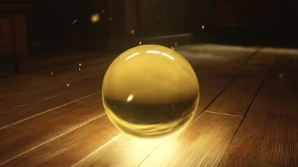 Ethereal sphere radiates golden light - Powered by Adobe