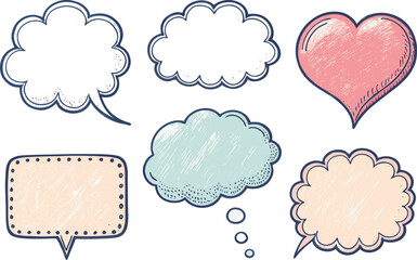 Hand-Drawn Speech Bubbles and Thought Bubbles A Collection of Cute and Versatile Design Elements