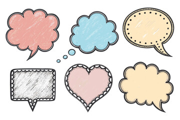 Hand-Drawn Speech Bubbles Colorful, Cute & Customizable Text Boxes