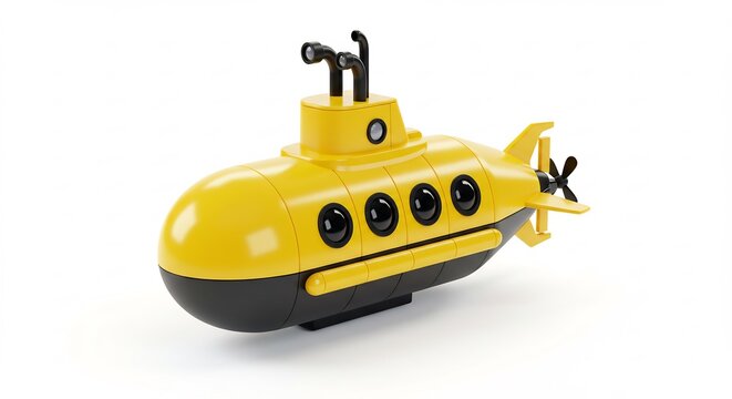 Sous-marin jaune vif plongeant en eaux claires lumiere douce. AI Generated